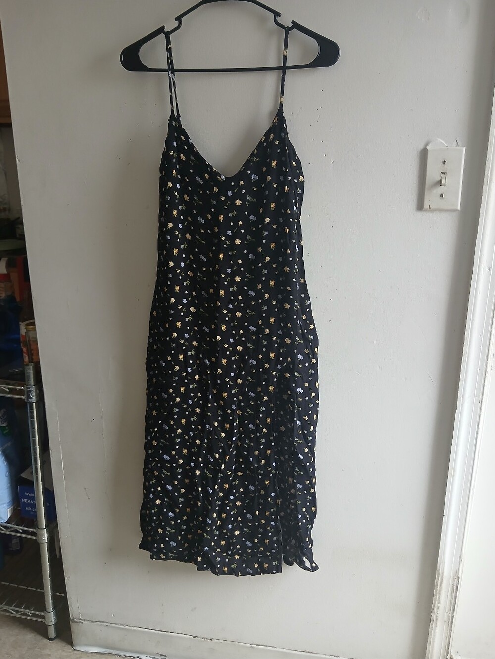 Reformation Black Floral Midi Slip Dress